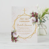 ファーストコミューニオンクロスバーガンディープオーニー大理石 招待状 (スタンド正面)