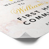 ファーストコミューニオングリーンリーマーブル金ゴールドクロスウェルカム ポスター (角)