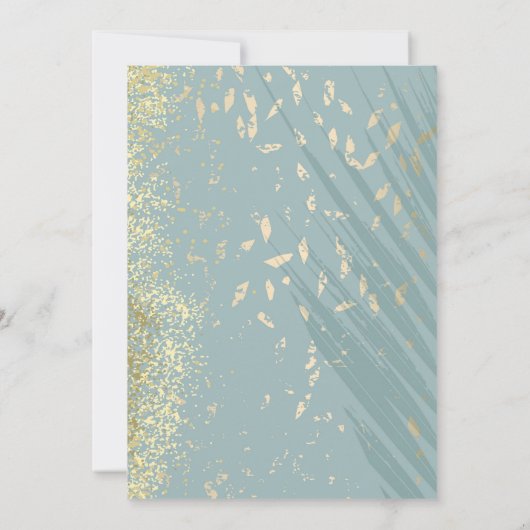 ファーストコミューニオンダスティブルー金ゴールドグリッターダストアーチ 招待状 (裏面)