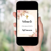 ファーストコミューニオンバラ金ゴールドピーチアーチウェルカム ポスター