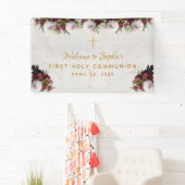 ファーストコミューニオンバーガンディーピーニーへようこそ 横断幕 (インサイチュ)