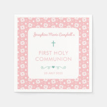 ファーストコミューニオンピンクフローラガール宗教バプテスマ