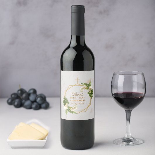 ファーストコミューニオンマーブルカラリリーフローラ ワインラベル