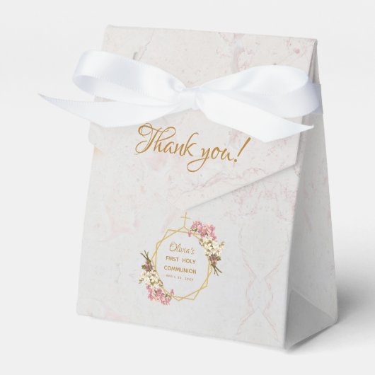 ファーストコミューニオンマーブル金ゴールドオーキンスフローラガール フェイバーボックス (正面サイド)