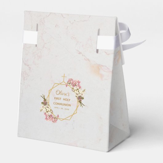 ファーストコミューニオンマーブル金ゴールドオーキンスフローラガール フェイバーボックス (裏面サイド)