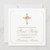 ファーストコミューニオンラシズクロスピンクローゼクリスチャン 招待状 (正面)