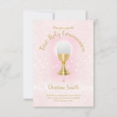 ファーストコミューンフェイクグリッターカトリックの女の子 招待状 (正面)