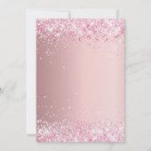ファーストコミューン赤面ピンクグリッター贅沢 招待状 (裏面)