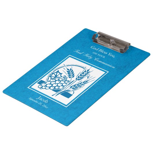 ファーストコミューン、小麦、ぶどうブルー クリップボード (アングル)