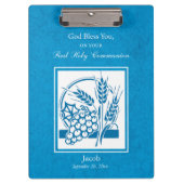 ファーストコミューン、小麦、ぶどうブルー クリップボード (正面)