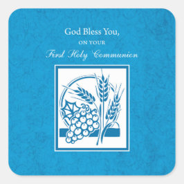 ファーストコミューン、小麦、ぶどうブルー スクエアシール