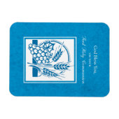 ファーストコミューン、小麦、ぶどうブルー マグネット (横)