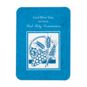 ファーストコミューン、小麦、ぶどうブルー マグネット (縦)