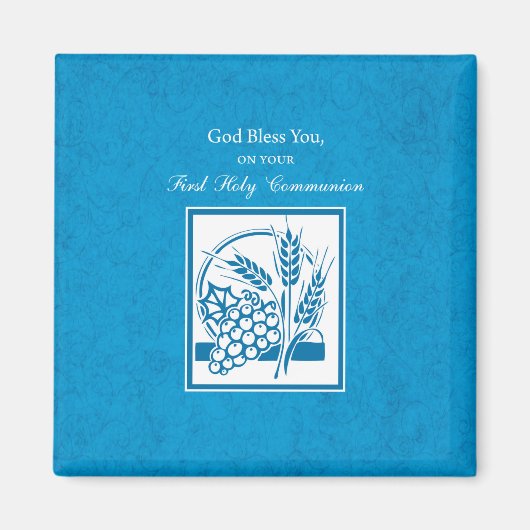 ファーストコミューン、小麦、ぶどうブルー マグネット (正面)