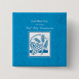 ファーストコミューン、小麦、ぶどうブルー 缶バッジ