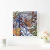 ファーストスノーウィンターカモフラージュスタイル スクエア壁時計 (ホーム)