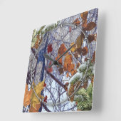 ファーストスノーウィンターカモフラージュスタイル スクエア壁時計 (傾斜)