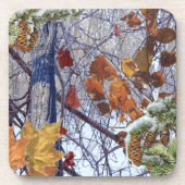 ファーストスノーウィンターフォレスト迷彩柄プリント コースター (正面)