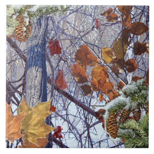 ファーストスノーウィンターフォレスト迷彩柄プリント タイル (正面)