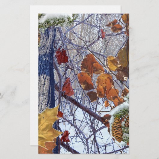 ファーストスノーウィンターフォレスト迷彩柄プリント 便箋 (正面/裏面)