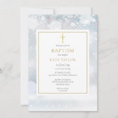 ファーストスノーフレークスウィンターバプテスマ《キリスト教》洗礼式や命名式インビタ 招待状 (正面)