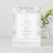 ファーストスノーフレークスウィンターバプテスマ《キリスト教》洗礼式や命名式インビタ 招待状 (スタンド正面)