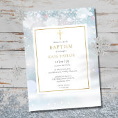 ファーストスノーフレークスウィンターバプテスマ《キリスト教》洗礼式や命名式インビタ 招待状