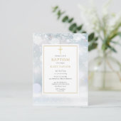 ファーストスノーフレークスウィンターバプテスマ《キリスト教》洗礼式や命名式 インビテーションポストカード (スタンド正面)