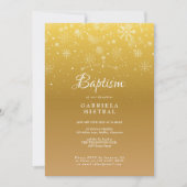 ファーストスノーフレーク金ゴールドバプティスマス《キリスト教》洗礼式や命名式 招待状 (正面)