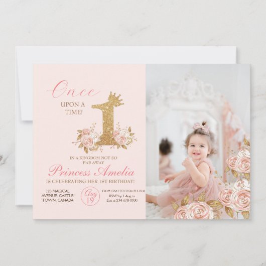 ファーストスパークルクラウンプリンセス1st誕生日パーティー 招待状 (正面)