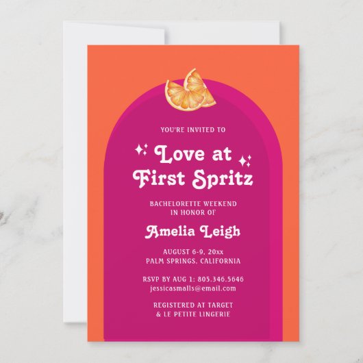 ファーストスピリッツでのピンク&オレンジのサンセットラブアット 招待状 (正面)