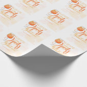 ファーストスプリッツで恋に落ちる 現代のオレンジ色の結婚前お披露目パーティー ラッピングペーパー (角)