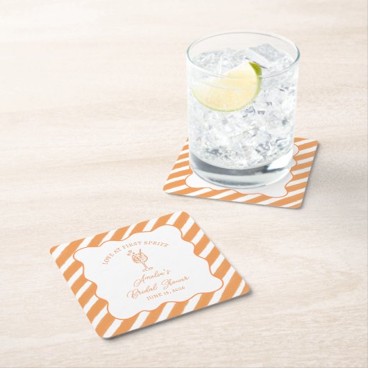 ファーストスプリッツの恋 ブライダルシャワー イタリアン アペロール スクエアペーパーコースター (インサイチュ)