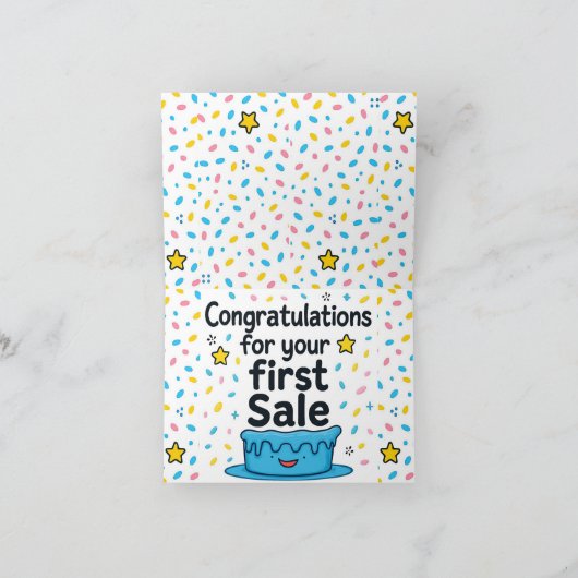 ファーストセールおめでとう、ミニマルおもしろいリスト挨拶 サンキューカード (内部)