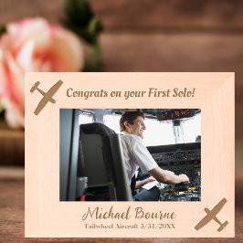 ファーストソロパイロット&飛行機おめでとうカスタム レーザー彫刻フレーム