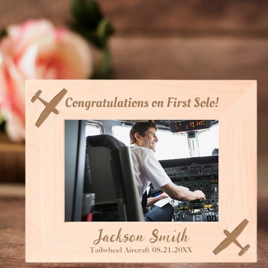 ファーストソロパイロット&飛行機おめでとうカスタム レーザー彫刻フレーム