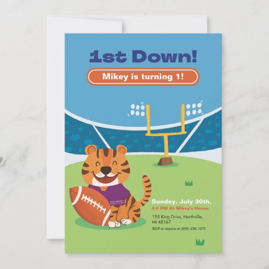 ファーストダウンアメリカンフットボール第1誕生日インビタティ 招待状 (正面)