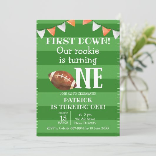 ファーストダウンサッカーファースト誕生日招待状 招待状 (スタンド正面)