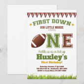 ファーストダウンファースト誕生日フットボール 招待状 (正面/裏面)