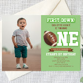ファーストダウンフットボールグリーンONE誕生日パーティー 招待状