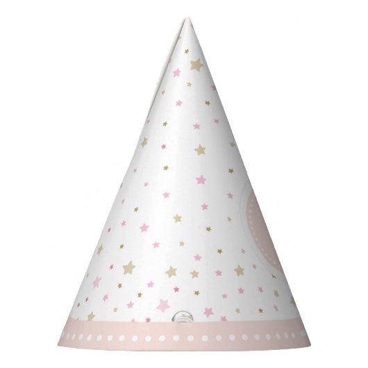 ファーストティースベビーピーチピンクホワイトガールパーティーハット パーティーハット (左)