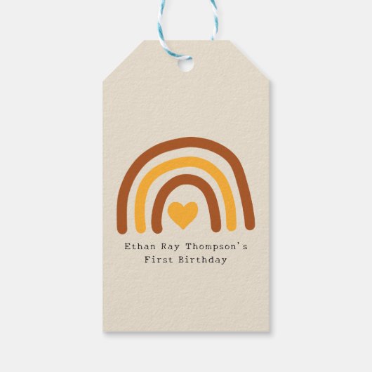 ファーストトリッのまわりにプザサンカスタム1stバースデーボホ ギフトタグ (裏面)