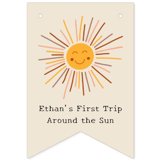 ファーストトリッのまわりにプザサンカスタム1stバースデーボホ バンティングフラッグ (第1の旗)