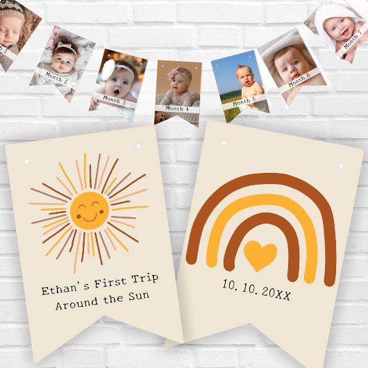 ファーストトリッのまわりにプザサンカスタム1stバースデーボホ バンティングフラッグ