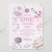 ファーストトリッのまわりにプザサンガール宇宙1st誕生日 サンキューカード (正面)