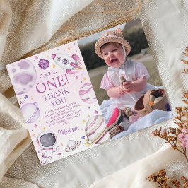 ファーストトリッのまわりにプザサンガール宇宙1st誕生日 サンキューカード