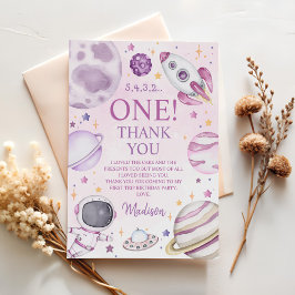 ファーストトリッのまわりにプザサンガール宇宙1st誕生日 サンキューカード