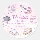 ファーストトリッのまわりにプザサンガール宇宙1st誕生日 ラウンドシール (正面)