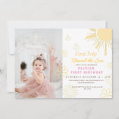 ファーストトリッのまわりにプザサンファースト女子誕生日 招待状 (正面)