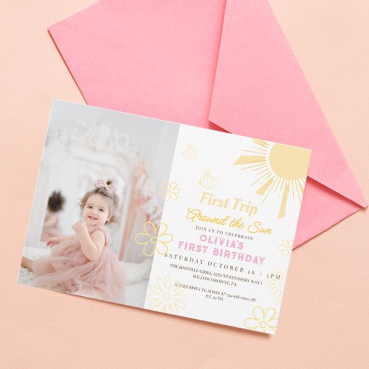 ファーストトリッのまわりにプザサンファースト女子誕生日 招待状